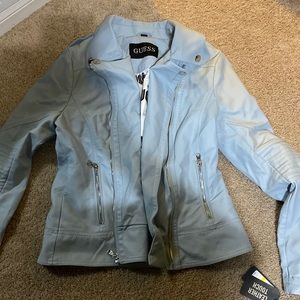 Guess blue leather jacket